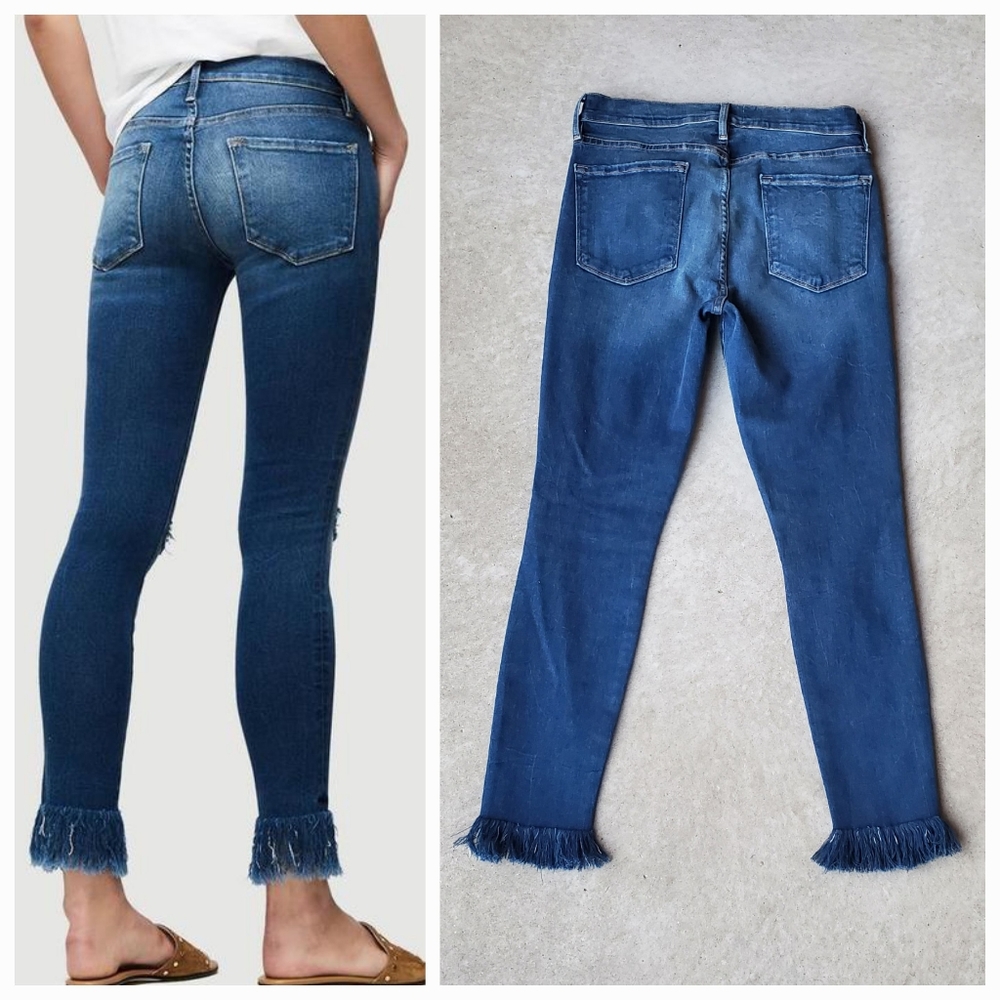 NWOT Frame Denim 30 Boho Western Rodeo Mid Rise Le Flare Kick Flare Fray Jeans - Picture 4 of 16